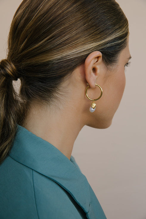 PEARL LEAF EARRING SILVER